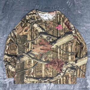 Y2K Mossy Oak Camo Long Sleeve Shirt - size large - measurements listed